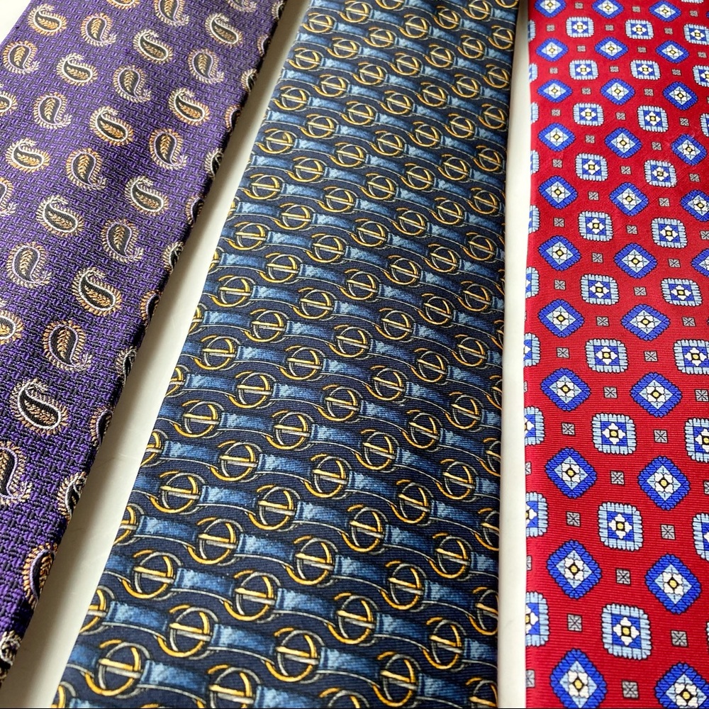 3 Silk Ties Vintage Brooks Brothers, Bocara, and Parvata - Purple Blue and Red